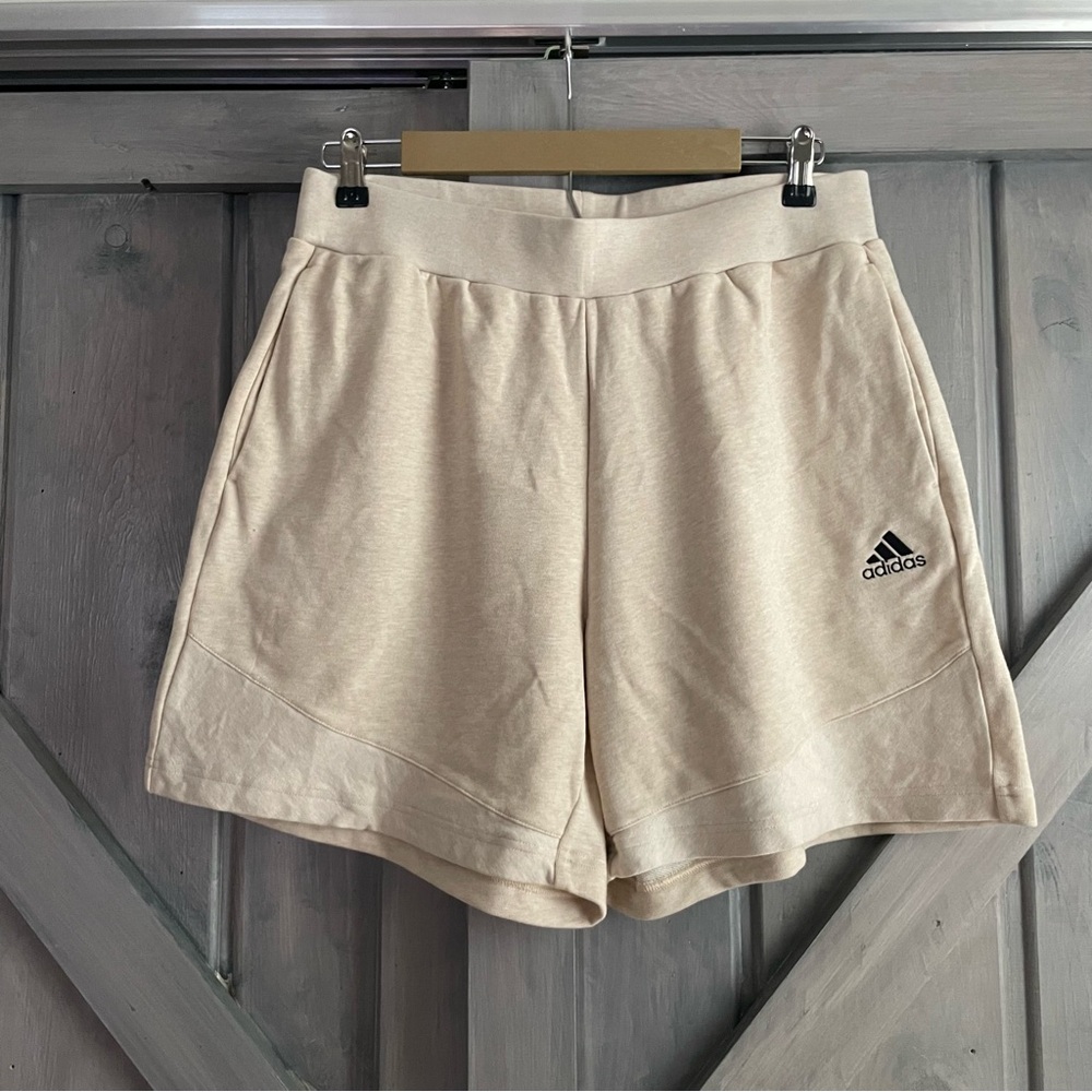 Adidas unisex sweat shorts size L ivory light tan‎